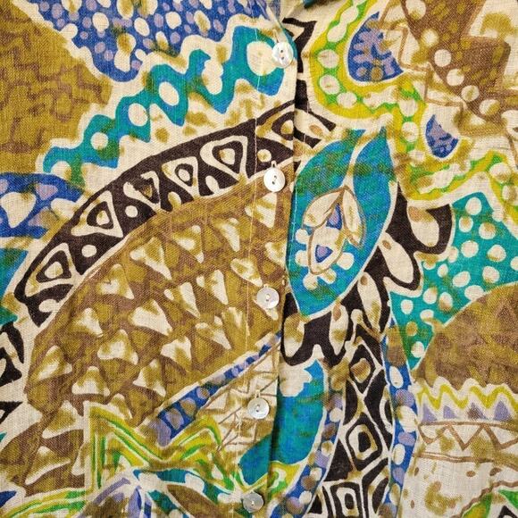 Chico's Vintage Funky Abstract 70s Button Down Shacket  Linen Tunic Plus XL - Picture 5 of 6